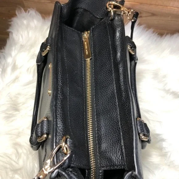 Michael Kors Selby Black Pebbled Leather Satchel